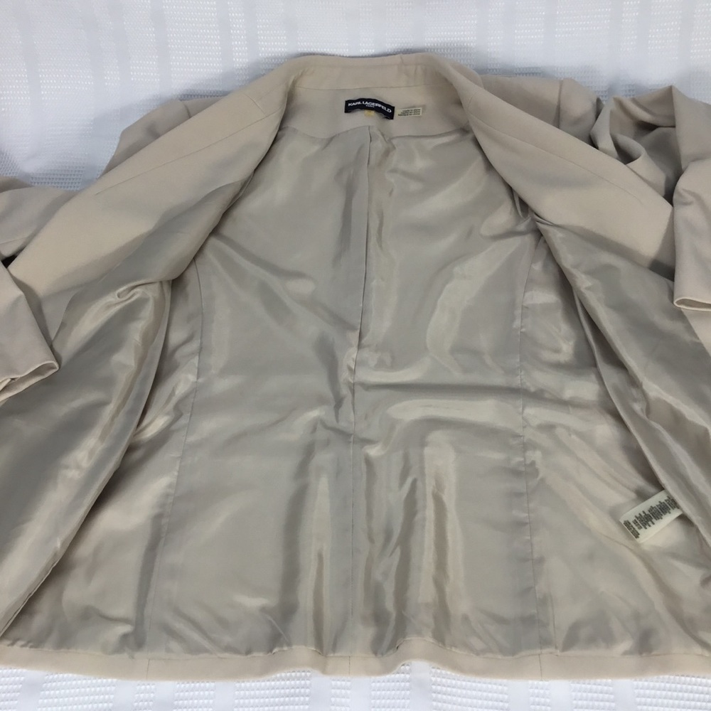 Karl Lagerfeld Paris 1 Button Tan Blazer Size 10 - Picture 12 of 15